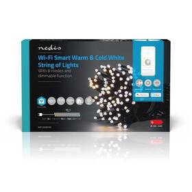 Nedis SmartLife LED, Wi-Fi, Teplá až studená bílá, 100 LED, 10 m, Android / IOS (WIFILX02W100)