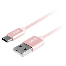 GND USB / USB-C, 1m, opletený (USBAC100MM09) ružový