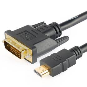 GoGEN HDMI/DVI, 2m, pozlátený (DVIHDMI200MM01) čierny
