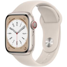 Apple Watch Series 8 GPS + Cellular 41mm pouzdro z hvězdně bílého hliníku - hvězdně bílý sportovní řemínek (MNHY3CS/A)