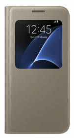 Pouzdro na mobil flipové Samsung S-View pro Galaxy S7 (EF-CG930P) (EF-CG930PFEGWW) zlaté