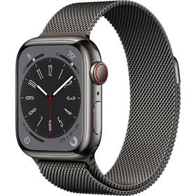 Apple Watch Series 8 GPS + Cellular 41mm puzdro z grafitovo šedej nerezovej ocele - grafitovo šedý milánsky ťah (MNJM3CS/A)