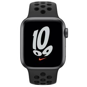 Apple Watch Nike SE GPS, 44mm púzdro z vesmírne sivého hliníka - antracitový/čierny športový remienok (MKQ83VR/A)