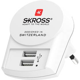 SKROSS pre použitie v Európe pre 2 USB (DC10) biely