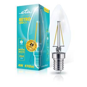 ETA RETRO LEDka sviečka filiament 4W, E14, teplá biela (C37W4WWF)