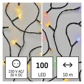 EMOS 100 LED řetěz 2v1, 10 m, venkovní i vnitřní, teplá bílá/multicolor, programy (D4AH01)