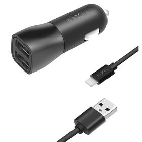 FIXED 2x USB, 15W Smart Rapid Charge + Lightning MFi kabel 1m (FIXCC15-2UL-BK) černý
