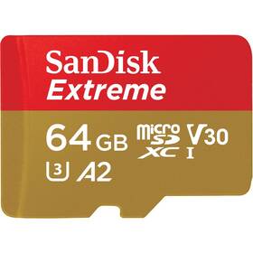 SanDisk Micro SDXC Extreme 64GB UHS-I U3 (170R/80W) + adapter (SDSQXAH-064G-GN6MA) (vráceno ve 14 denní lhůtě, servisované 8801853805)