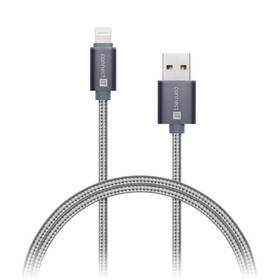 Kábel Connect IT Wirez Premium Metallic, Lightning, 1m (CI-968) strieborný/sivý