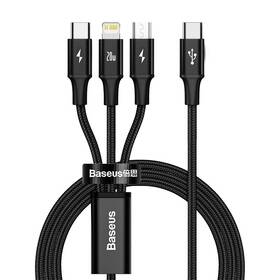 Baseus Rapid Series 3v1 USB-C (Micro USB/Lightning/USB-C) PD 20W 1,5m (CAMLT-SC01) čierny