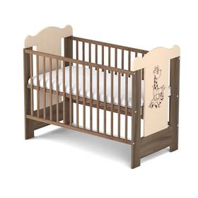 Drewniane łóżeczko dla dziecka Baby Sky MISIEK 114 orzech