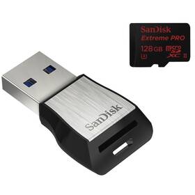Paměťová karta SanDisk Micro SDXC Extreme Pro 128GB + USB 3.0 čtečka (SDSQXPJ-128G-GN6M3)