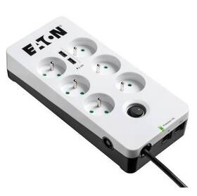 Eaton Protection Box 6x zásuvka, 2x USB, 2 x RJ-11, 1m (PB6TUF) čierna/biela