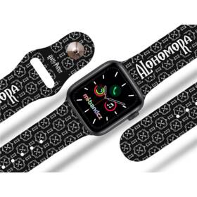 Pasek wymienny Mi-Band na Apple Watch 42/44/45 mm - motiv Harry Potter Alohomora, černý (W109-AW42-BLK-ORIG)