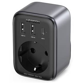 Ładowarka sieciowa UGREEN 1x AC, 2x USB, 1x USB-C, 30W (90613) Szara