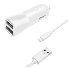 FIXED 2x USB, 15W Smart Rapid Charge + Lightning MFi kabel 1m (FIXCC15-2UL-WH) bílý (lehce opotřebené 8801828669)