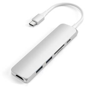 Satechi USB-C Slim Multimedia Adapter V2 (2x USB 3.0, USB-C, HDMI, Micro SD, SD) (ST-SCMA2S) strieborná