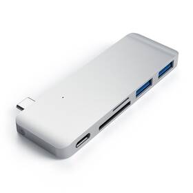 Satechi USB-C Passthrough USB Hub (2x USB 3.0, USB-C, SD, MicroSD) (ST-TCUPS) stříbrný