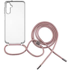 FIXED Pure Neck s růžovou šňůrkou na krk na Samsung Galaxy A14/A14 5G (FIXPUN-1072-PI) průhledný
