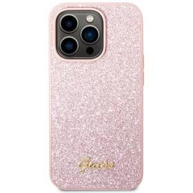 Guess Glitter Flakes Metal Logo na Apple iPhone 14 Pro (GUHCP14LHGGSHP) růžový