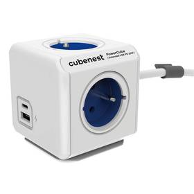 CubeNest Powercube Extended USB PD 20W, USB, USB-C, 4x zásuvka, 1,5m (PC420BL) biely/modrý