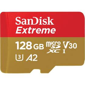SanDisk Micro SDXC Extreme 128GB UHS-I U3 (190R/90W) + adaptér (SDSQXAA-128G-GN6MA) (lehce opotřebené 8801971918)