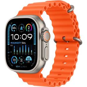 Apple Watch Ultra 2 GPS + Cellular, 49mm pouzdro z titanu - oranžový oceánský řemínek (MREH3CS/A)