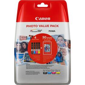 Canon CLI-551, 319 stran + 50x PP-201, Photo Value Pack, CMYK (6508B005)