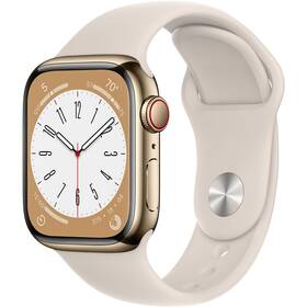 Apple Watch Series 8 GPS + Cellular 41mm puzdro zo zlatej nerezovej ocele - hviezdne biely športový remienok (MNJC3CS/A)