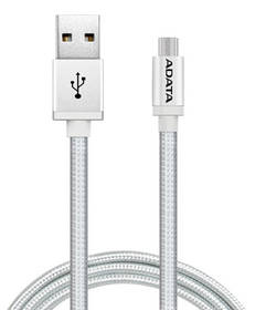 ADATA USB/micro USB, 1m, pletený (AMUCAL-100CMK-CSV) strieborný