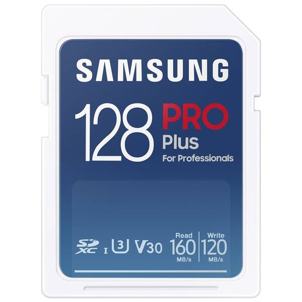 Paměťová karta Samsung SDXC PRO+ 128GB UHS-I U3 (160R/120W) + USB adaptér (MB-SD128KB/WW)