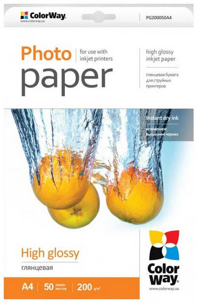 Fotopapír ColorWay high glossy 200g/m2, A4/ 50ks (PG200050A4)