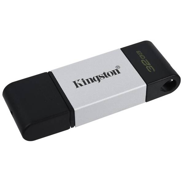USB Flash Kingston DataTraveler 80 32GB, USB-C (DT80/32GB) černý/stříbrný (zánovní - náhradní obal 8801560660)