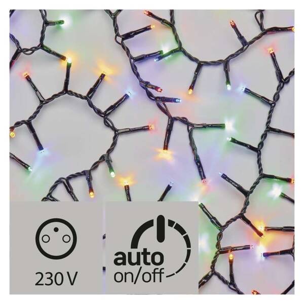 Vánoční osvětlení EMOS 200 LED, řetěz – ježek, venkovní, 4m, multicolor, časovač (1534218600)
