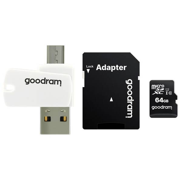 Paměťová karta Goodram MicroSDXC 64GB 10 UHS I All in One + adaptér + čtečka (M1A4-0640R12)