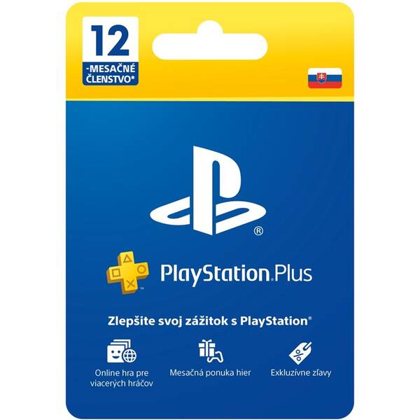 Predplatená karta Sony PLAYSTATION PLUS 12 MĚSÍCŮ – DÁRKOVÁ KARTA - pouze pro SK PS Store (PS719800552)