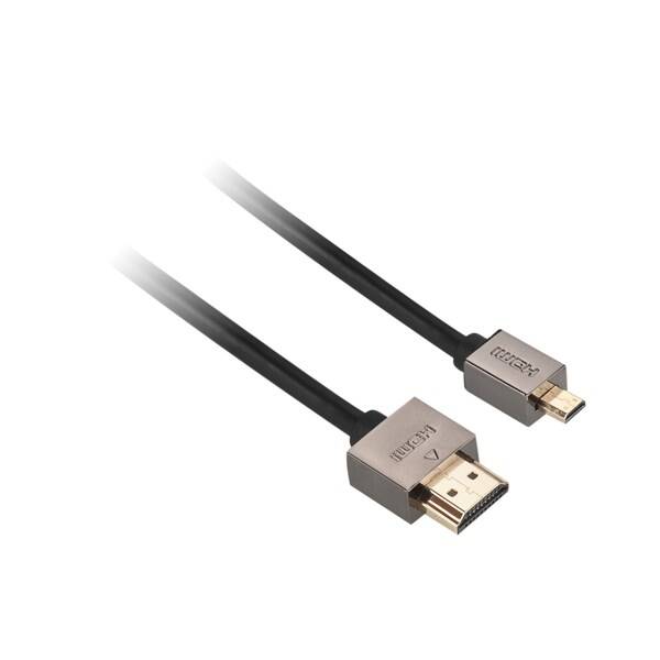 Kábel GoGEN HDMI/HDMI micro, 1,5m, v1.4, pozlátený, High speed, s ethernetom (GOGMICHDMI150MM01) čierny