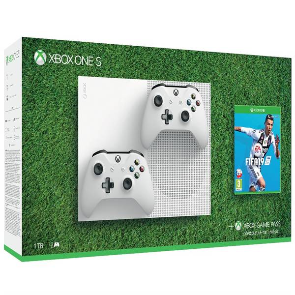 Herní konzole Microsoft Xbox One S 1 TB + 2 ovladače + FIFA 19 (234-00607)