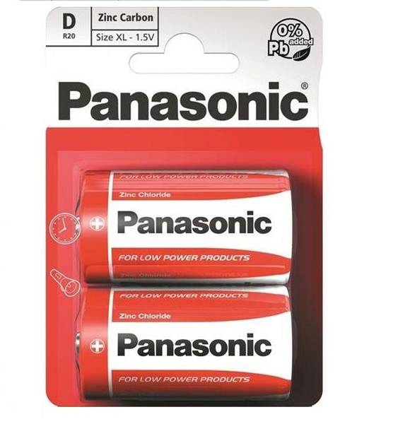 Batérie zinkovo-uhlíková Panasonic D, R20, blister 2ks (R20RZ/2BP)