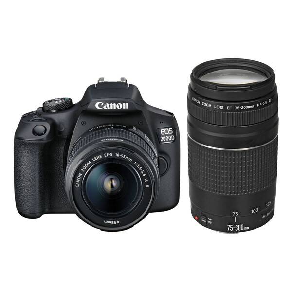 Digitální fotoaparát Canon EOS 2000D + 18-55 IS II + 75-300 (2728C017AA) černý