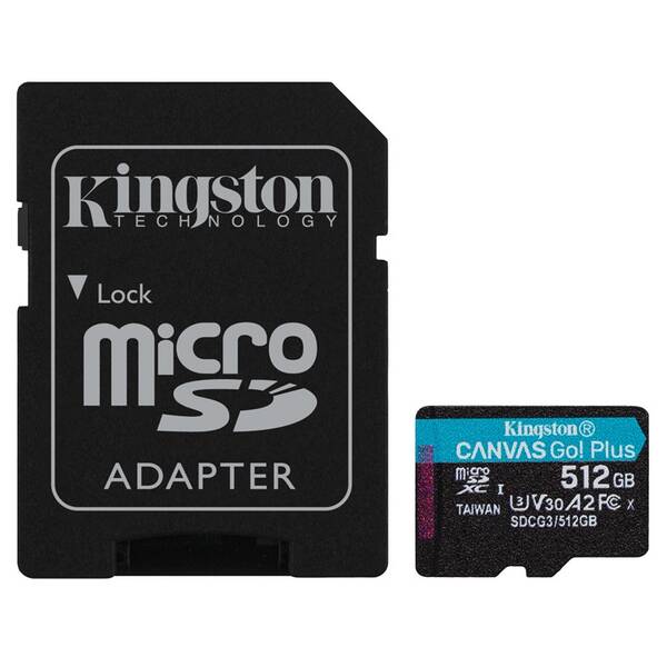 Pamäťová karta Kingston Canvas Go! Plus MicroSDXC 512GB UHS-I U3 (170R/90W) + adaptér (SDCG3/512GB)