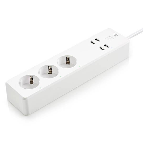 Kábel predlžovací Nedis SmartLife 3x zásuvka, 4x USB, Wi-Fi (WIFIP311FWT) biely