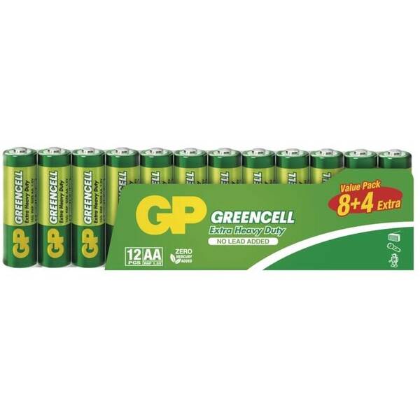Batéria zinkochloridová GP Greencell AA (R6), 12 ks (B1220F)