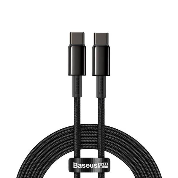 Kábel Baseus Tungsten Gold USB-C/USB-C, 100W, 2m (CATWJ-A01) čierny