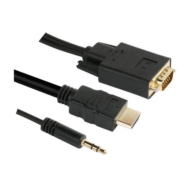 Kábel GoGEN HDMI/VGA vr. Jack 3,5 mm, 1,5 m, pozlátený (VGAHDMIJACK150) čierny