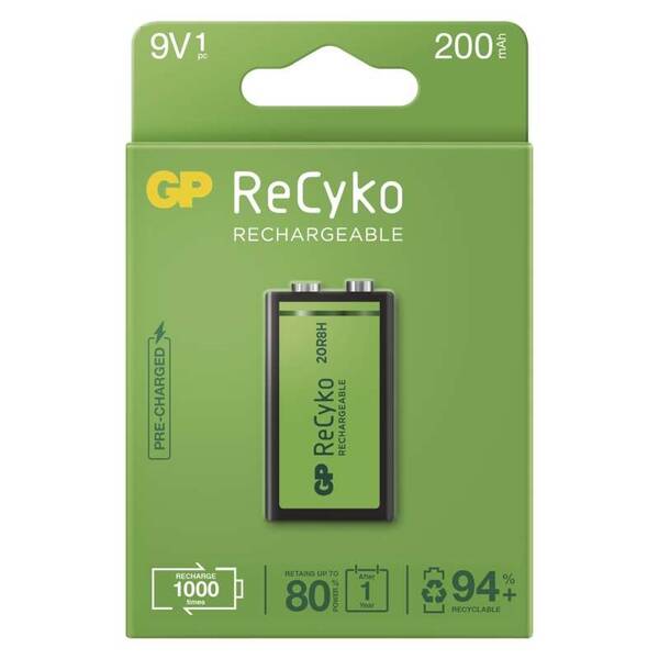 Batéria nabíjacia GP ReCyko, 9V, 200mAh, NiMH, krabička 1ks (B2152)