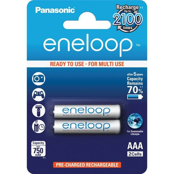Batéria nabíjacia Panasonic Eneloop AAA, HR03, 750mAh, Ni-MH, blister 2ks (BK-4MCCE/2BE)