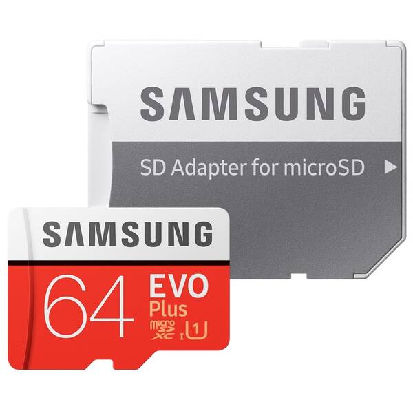 Paměťová karta Samsung Micro SDXC EVO Plus 64GB Class 10 UHS-I (R100/W20) + SD adaptér (MB-MC64HA/EU)