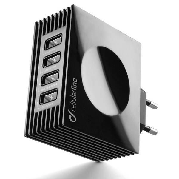 Nabíječka do sítě CellularLine Quad Ultra 4 x USB, 21W/4.2 A (ACHUSBQUAD4AK) černá