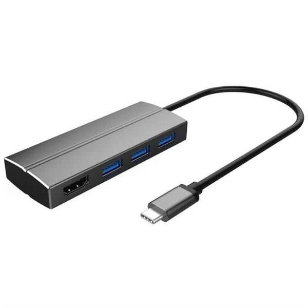 USB Hub PremiumCord USB-C/ HDMI, 3x USB 3.0 (ku31hdmi06) šedý (vráceno - použito 8801149448)
